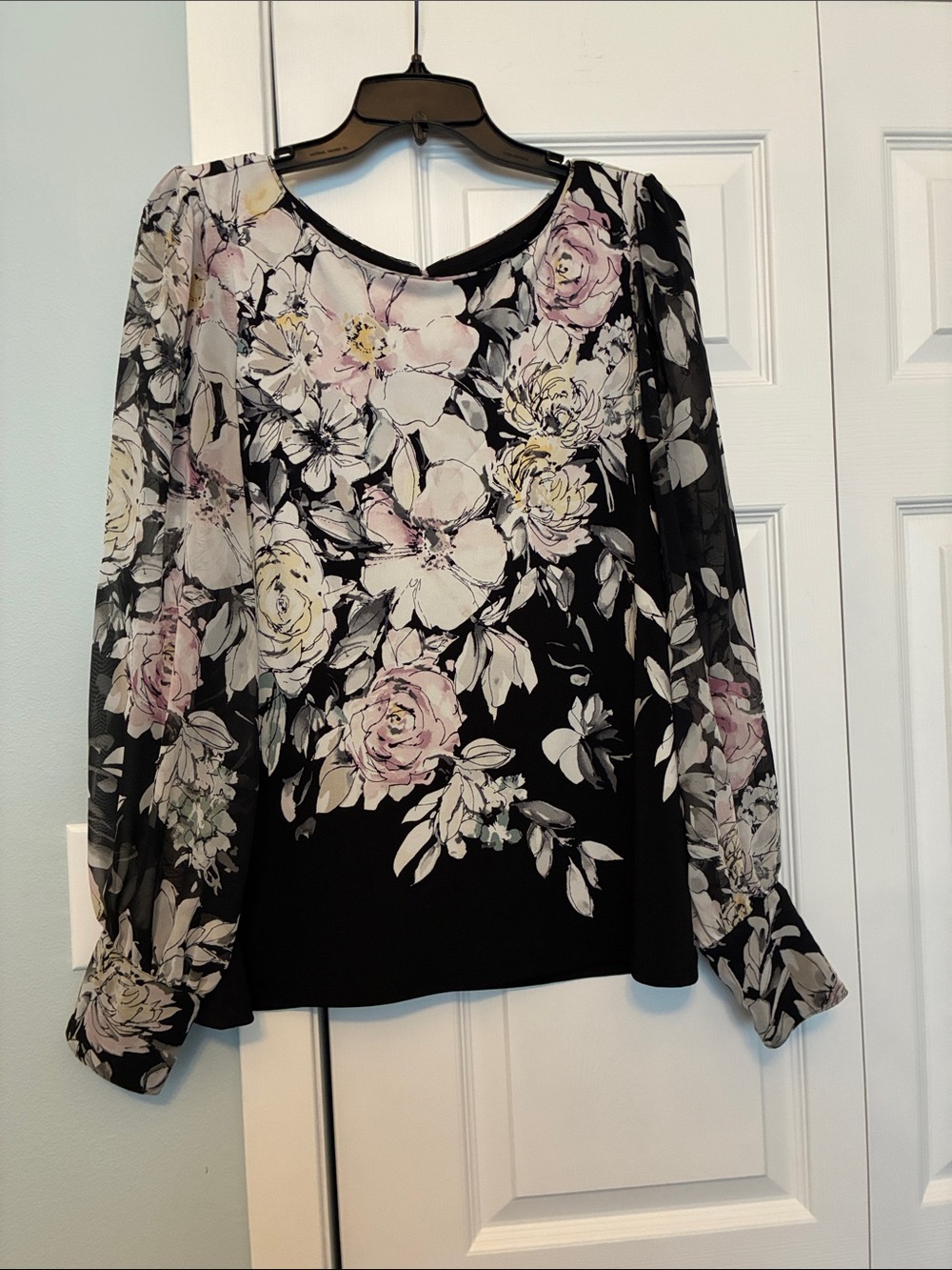 Pretty Black Floral Blouse